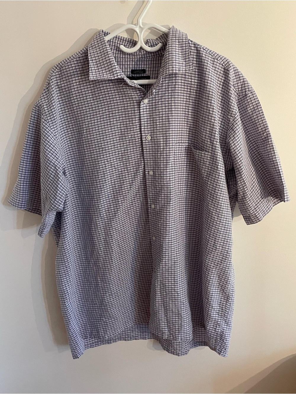 Pronto Uomo Short-Sleeve Check Button-Down Shirt - Light Blue-Purple & White
